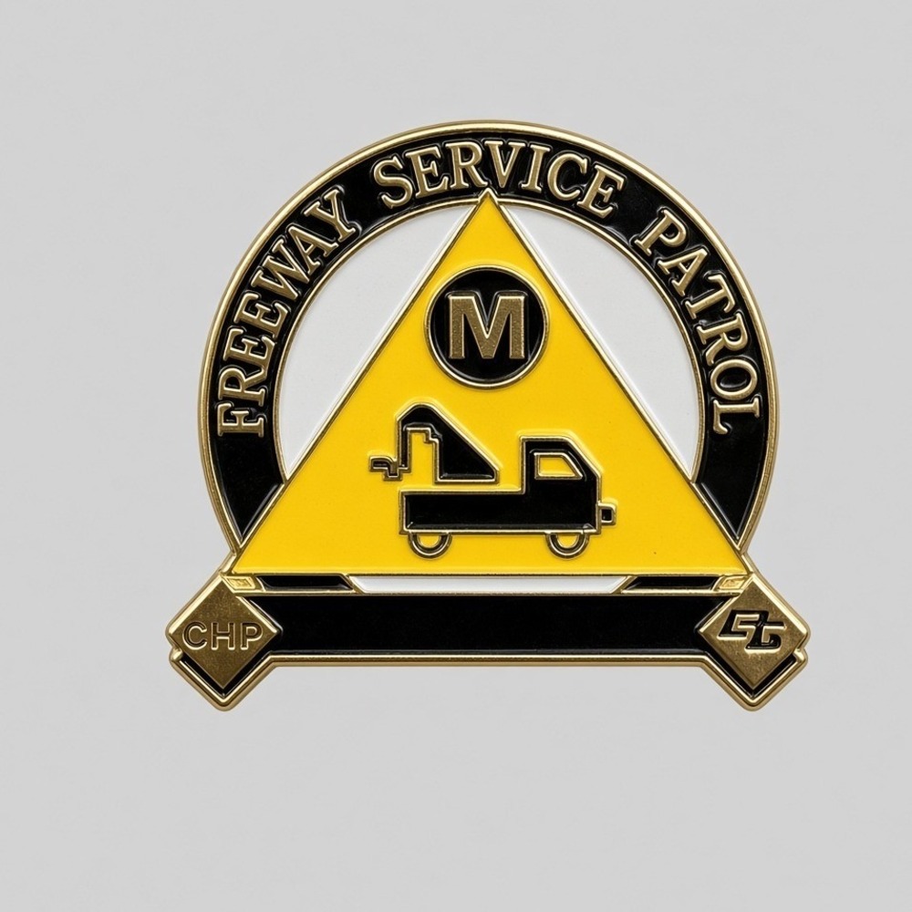 Freeway Service Patrol Pin CHP Caltrans Metro Tow Truck Enamel Lapel Badge Gold